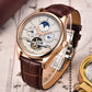 LIGE Automatic Tourbillon Watch | Genuine Leather Skeleton Mechanical Timepiece