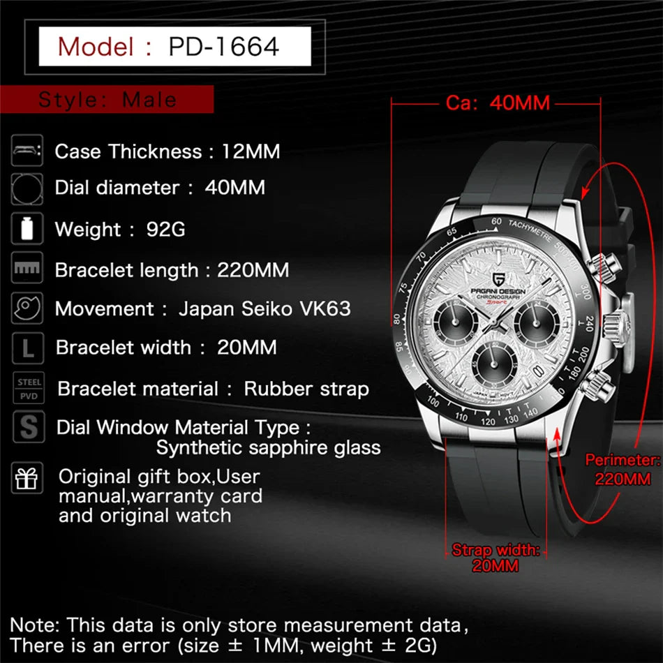 PAGANI DESIGN V2 Retro Chronograph | 40mm Sapphire Crystal Sport Watch