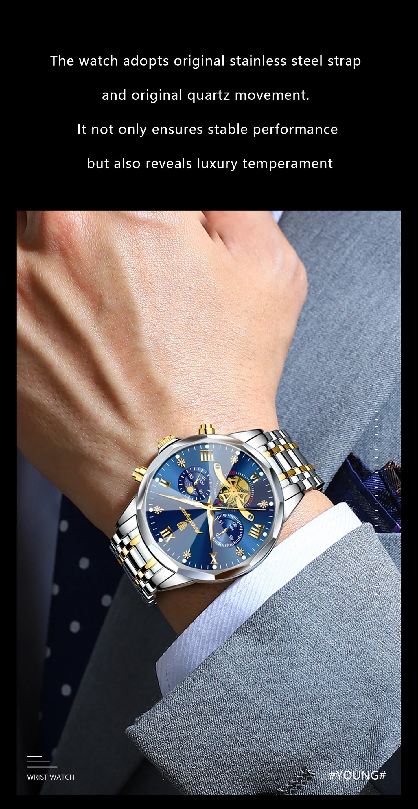 POEDAGAR Luxury Men's Chronograph | Luminous Waterproof Stainless Steel Watch
