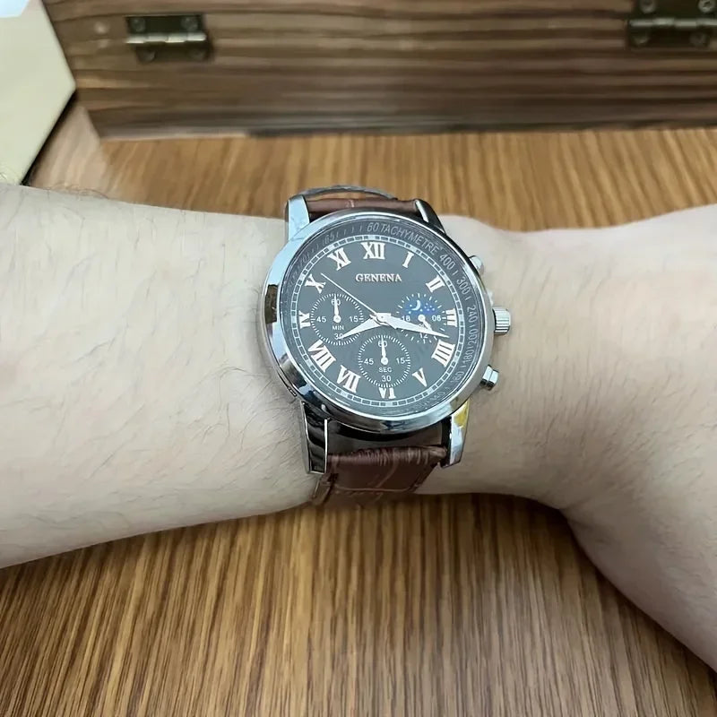 Luxury Leather Business Watch | Men's Minimalist Analog Quartz Wristwatch