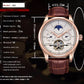 LIGE Automatic Tourbillon Watch | Genuine Leather Skeleton Mechanical Timepiece