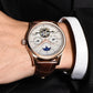 LIGE Automatic Tourbillon Watch | Genuine Leather Skeleton Mechanical Timepiece