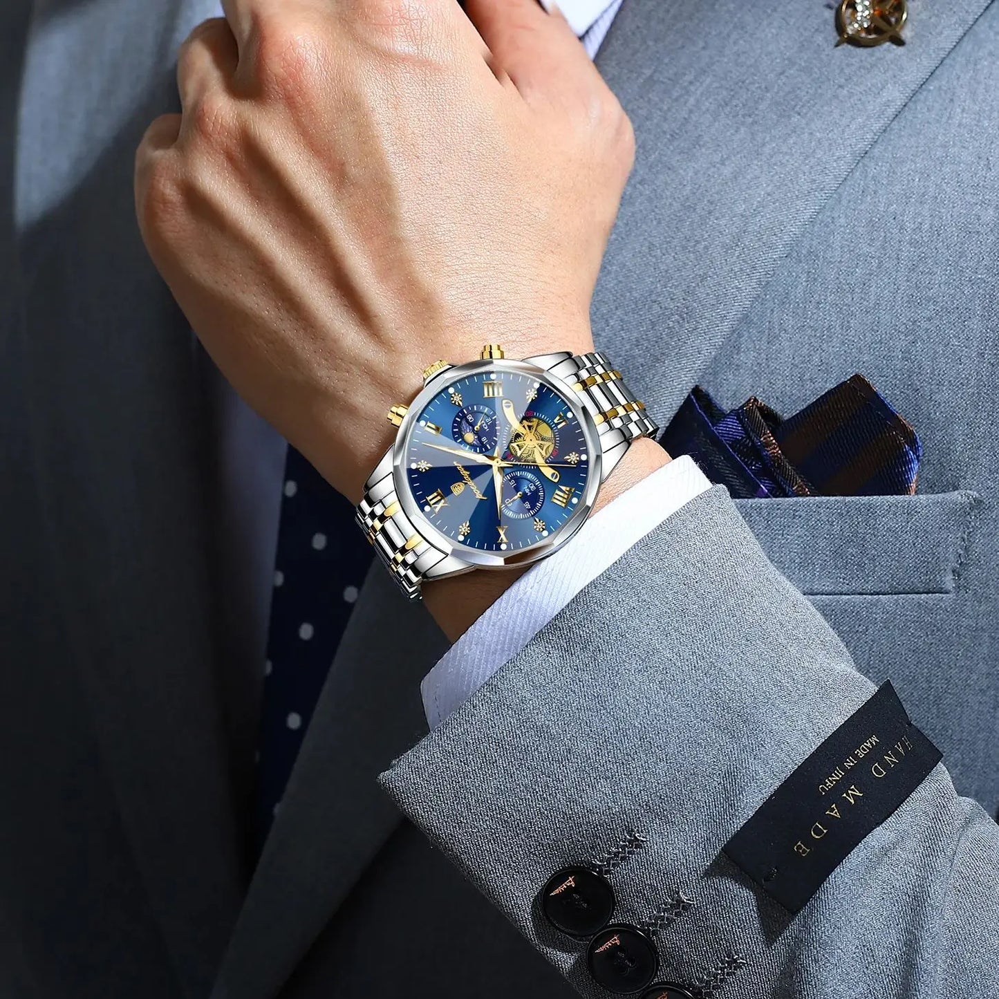 POEDAGAR Luxury Men's Chronograph | Luminous Waterproof Stainless Steel Watch