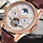LIGE Automatic Tourbillon Watch | Genuine Leather Skeleton Mechanical Timepiece