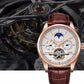 LIGE Automatic Tourbillon Watch | Genuine Leather Skeleton Mechanical Timepiece