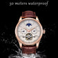 LIGE Automatic Tourbillon Watch | Genuine Leather Skeleton Mechanical Timepiece