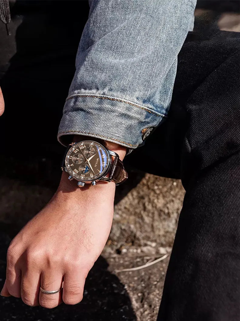 Luxury Leather Business Watch | Men's Minimalist Analog Quartz Wristwatch