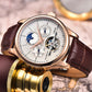 LIGE Automatic Tourbillon Watch | Genuine Leather Skeleton Mechanical Timepiece
