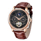 LIGE Automatic Tourbillon Watch | Genuine Leather Skeleton Mechanical Timepiece