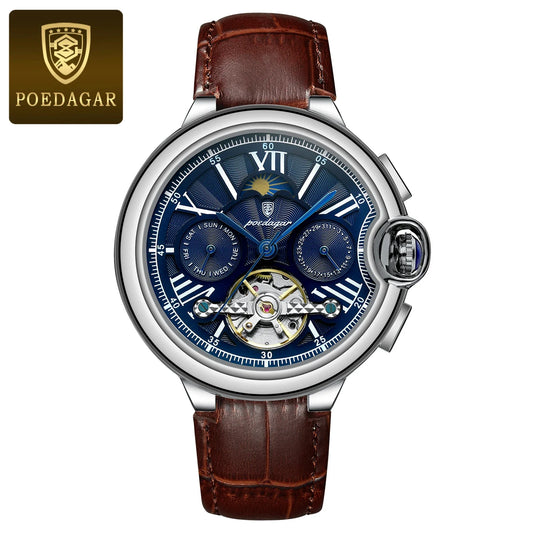 POEDAGAR Military Mechanical Watch | Automatic Tourbillon Day-Date Edition