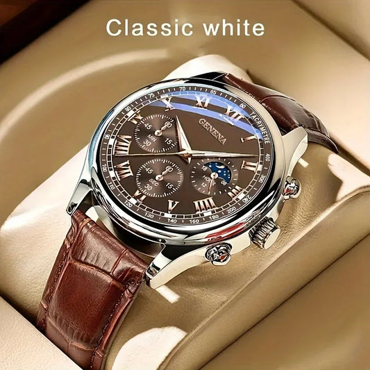 Luxury Leather Business Watch | Men's Minimalist Analog Quartz Wristwatch