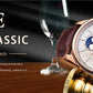 LIGE Automatic Tourbillon Watch | Genuine Leather Skeleton Mechanical Timepiece