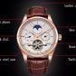 LIGE Automatic Tourbillon Watch | Genuine Leather Skeleton Mechanical Timepiece