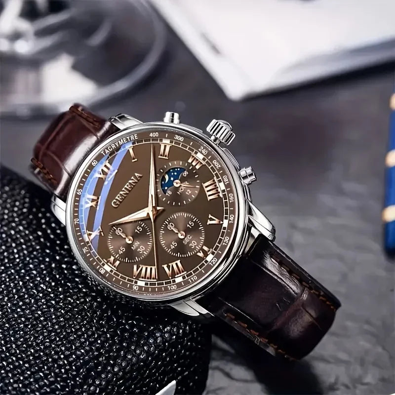Luxury Leather Business Watch | Men's Minimalist Analog Quartz Wristwatch