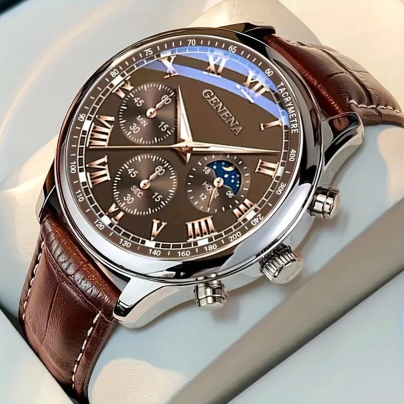 Luxury Leather Business Watch | Men's Minimalist Analog Quartz Wristwatch