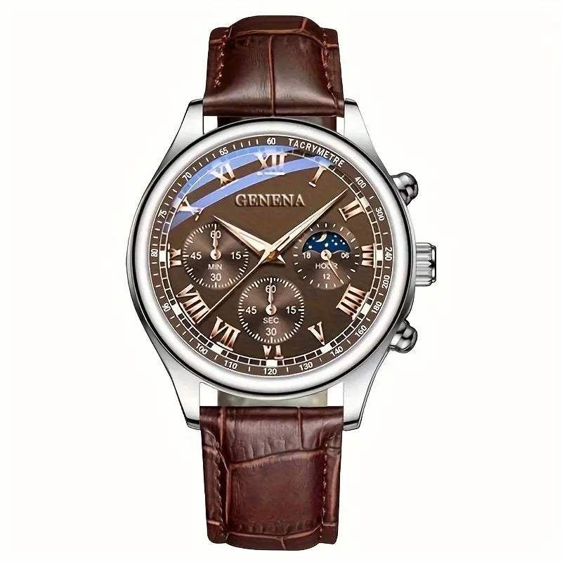Luxury Leather Business Watch | Men's Minimalist Analog Quartz Wristwatch
